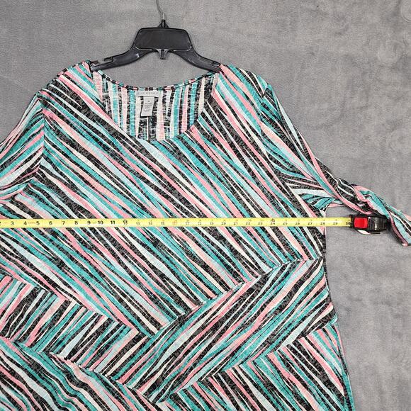 Catherines Top Womens 3X Geometric Stripes Layered Colorful 3/4 Sleeve - Picture 4 of 8